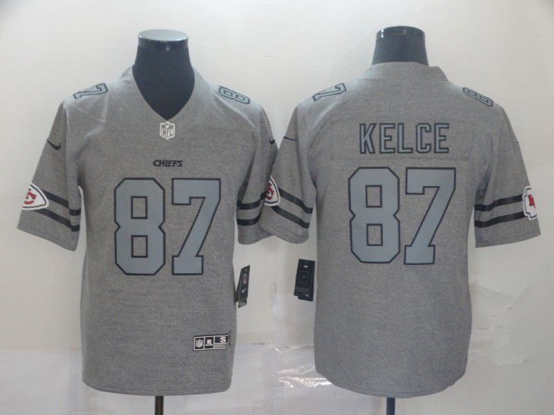 Men Kansas City Chiefs #87 Kelce Grey Retro Nike NFL Jerseys->houston texans->NFL Jersey